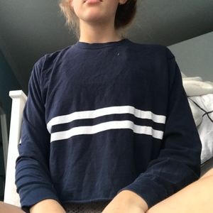 Brandy Melville striped two toned navy long sleeve